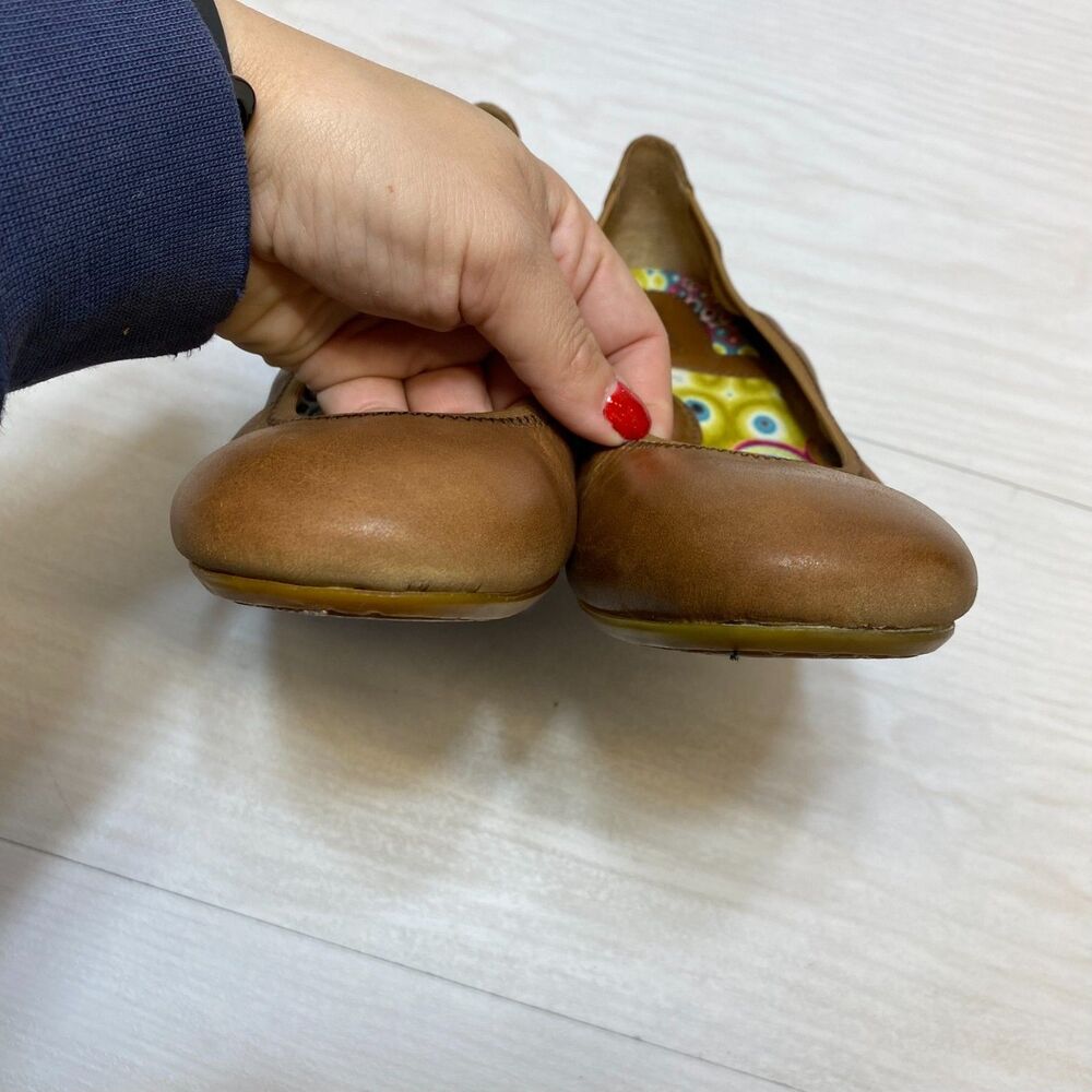 Born Julianne Ballet Flats Womens Size 9M Tan Leather Round Toe Classic Slip On - Picture 5 of 9